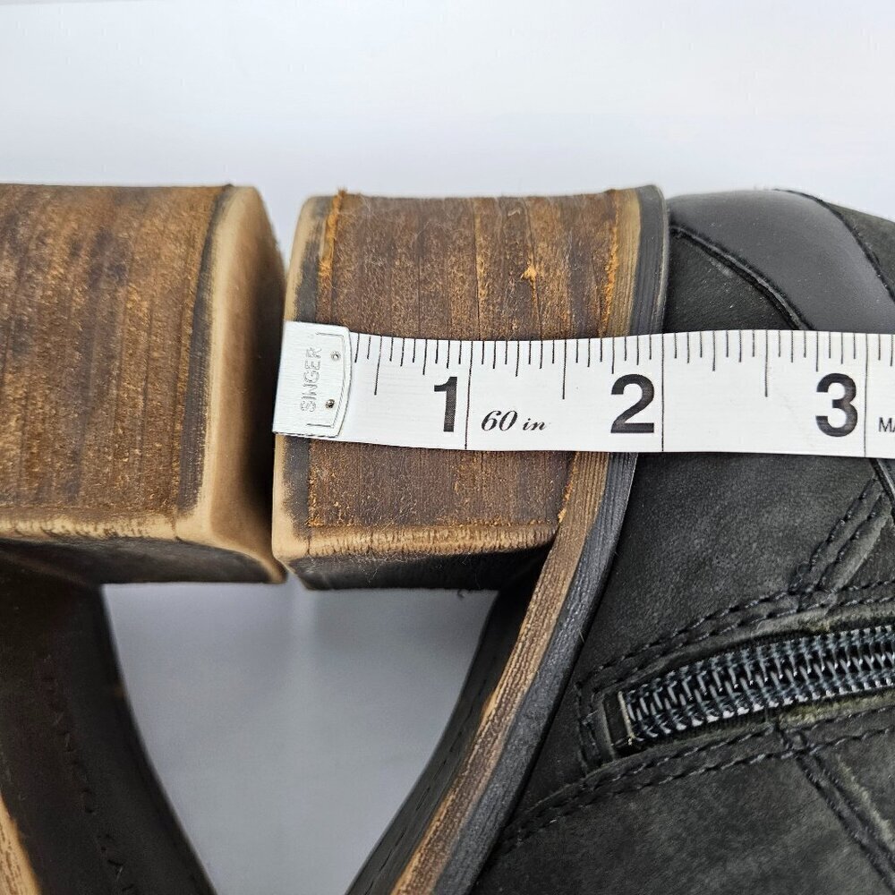 Franco Sarto Larisa 2 Black Nubuck Leather Moto Buckle Heeled Ankle Boot 8.5 - Picture 5 of 10